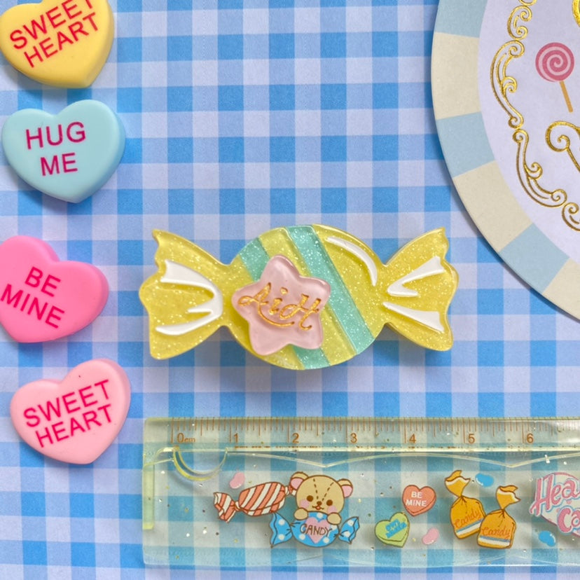 Halloween Alice - Rainbow Candy - Sweet Lolita Ring Hairclip yellow candy hairclip