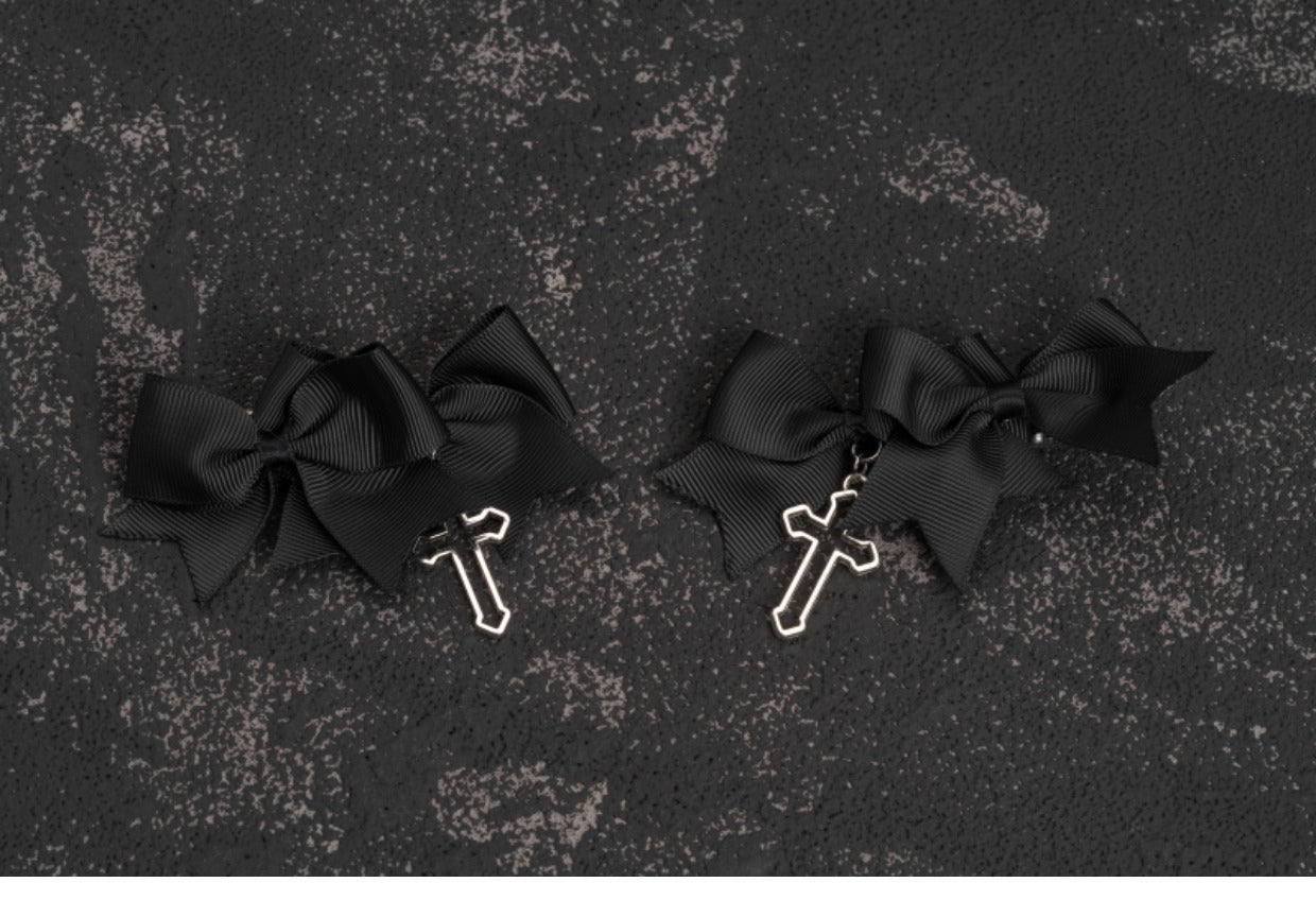 Strange Sugar - Gothic Lolita Cross bows headdress cross hair clip(a pair)