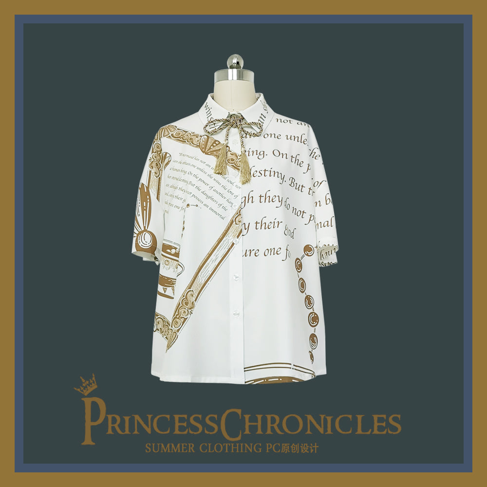 Princess Chronicles - Dark Fairy Tale - Ouji Lolita Casual Shorts Shirts S white shirt (with bow) Only