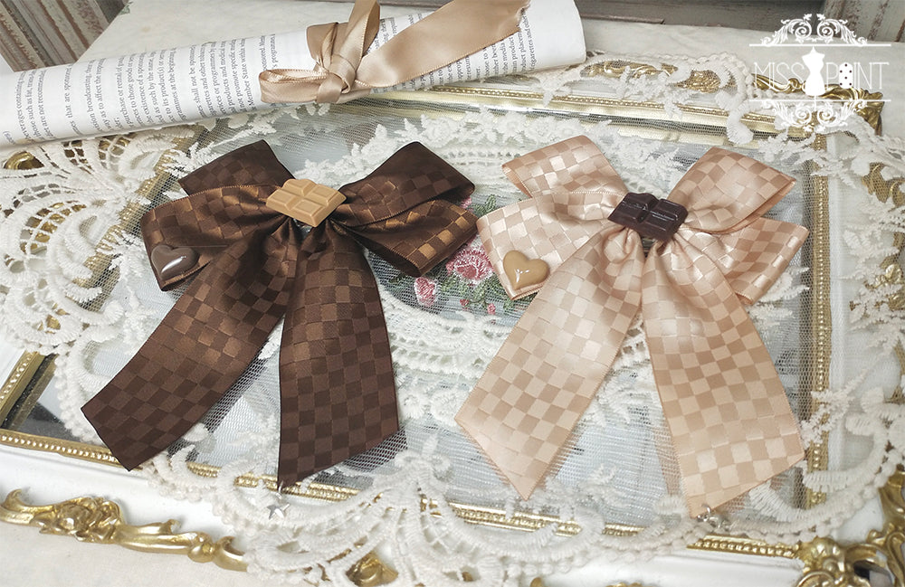 Miss Point - Chocolate Daily Lolita Bow KC Brooch coffee dual-use large side clip brooch