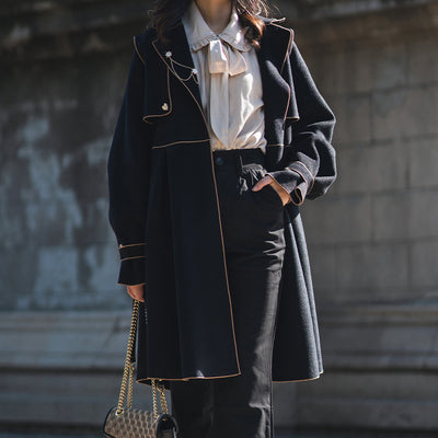 Yuansu - To Early Winter - Multicolors Lolita Winter Overcoat S black gold