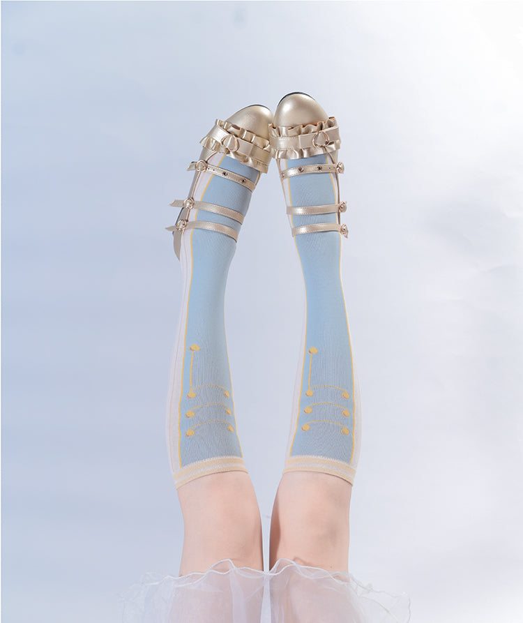 Roji roji~Uniform Middle Tube Cotton Lolita Calf Socks   