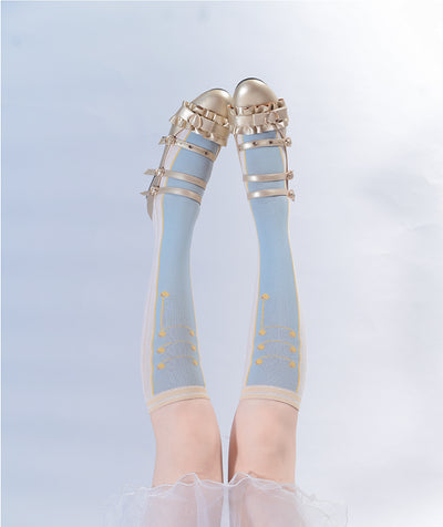 Roji roji~Uniform Middle Tube Cotton Lolita Calf Socks   