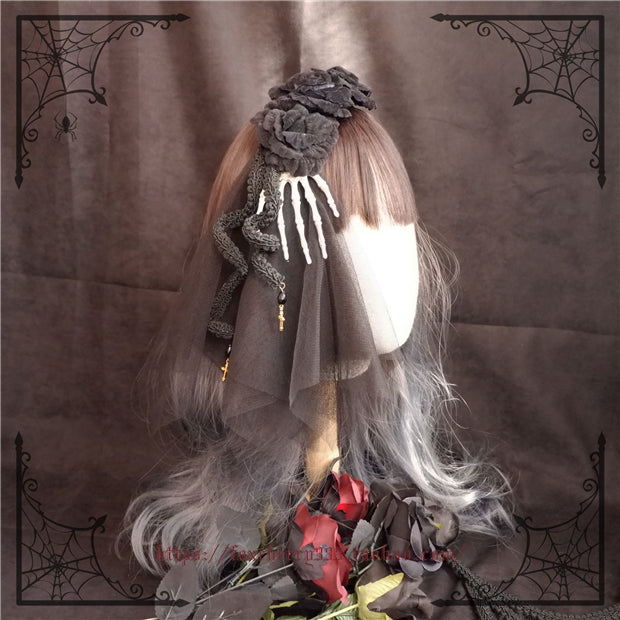 Fox Cherry - Gothic Flowers Hand Bone Cross Headdress