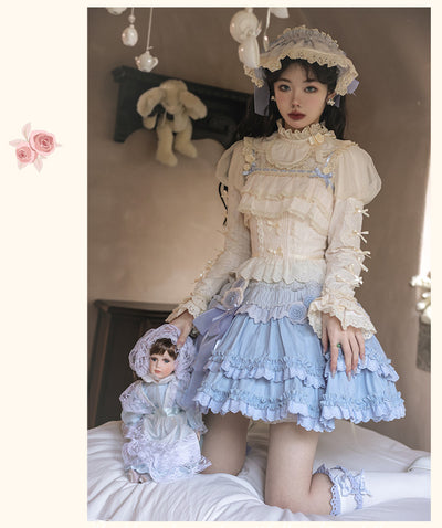 (Buy for me) Flower and Pearl Box~Austin In The Garden~Sweet Lolita Camisole and Skirt S short SK gradient blue