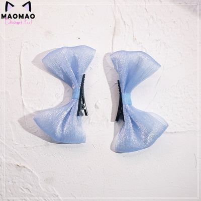 MaoJiang Handmade - Kawaii Bows Lolita Head Accessories angel blue- a pair of clips