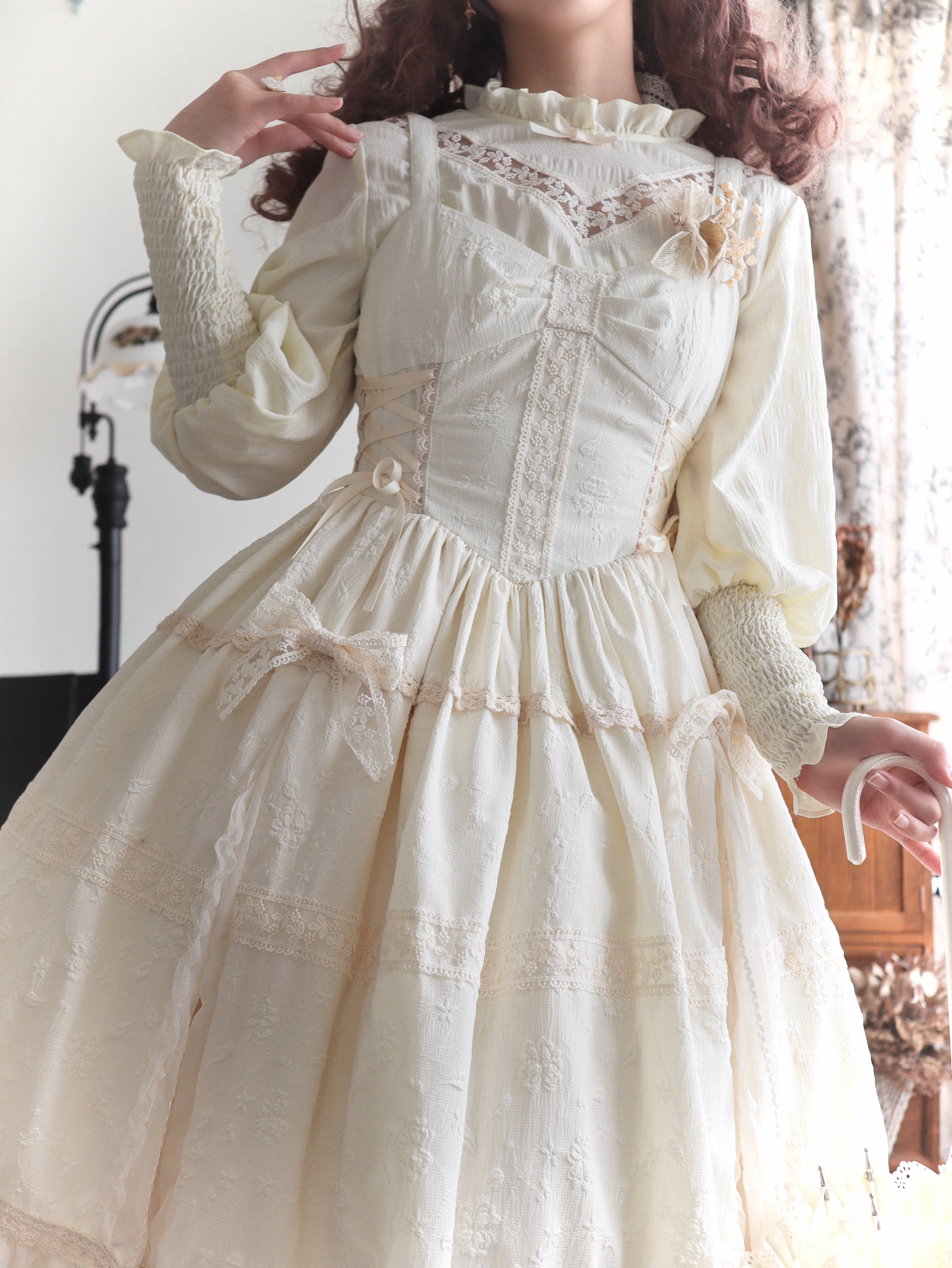 White Tea Story - Elegant Black and White Lolita JSK and Blouse
