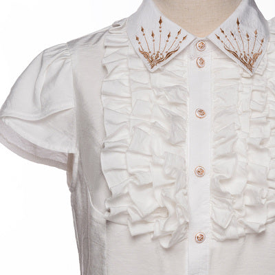 Youpairui - Sheffield - British-style Khaki Ouji Lolita Set One Size blouse