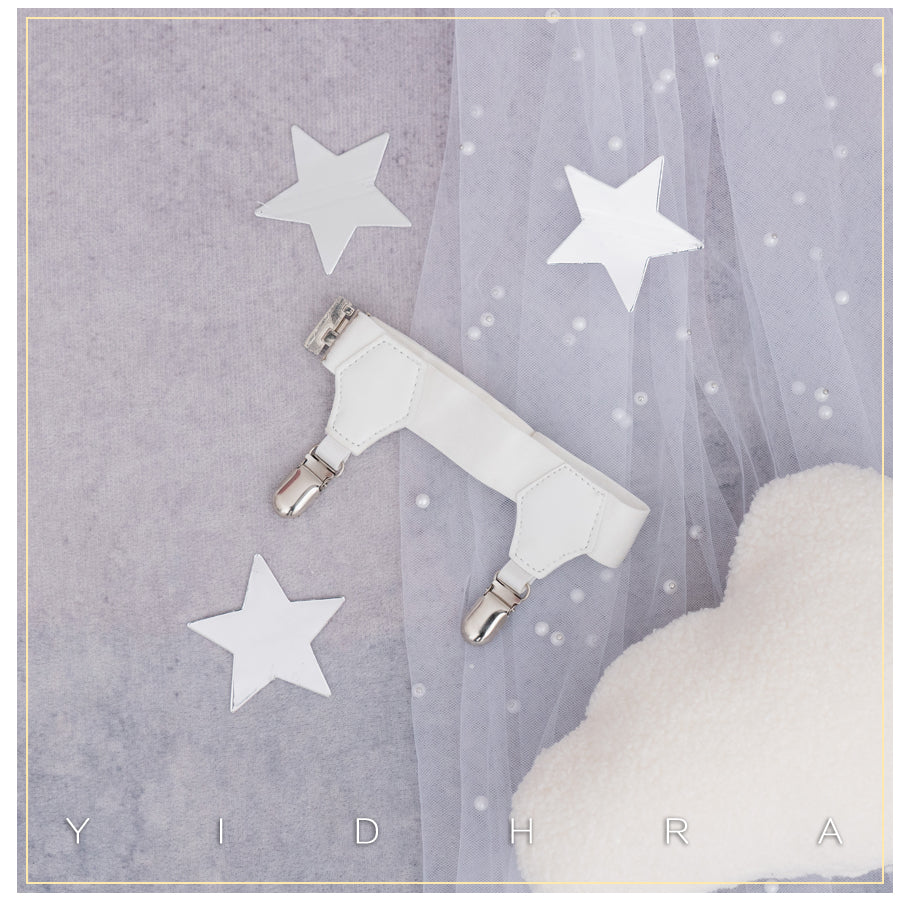 Yidhra - Lolita Tights Holdups Anti-slip Leg Clips One Size a pair of double heads version (white)