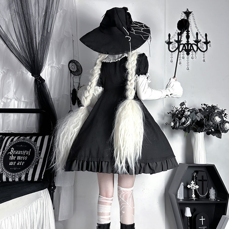 ZhiJinYuan - Spider Witch - Gothic Lolita Dark-theme Cobweb Unique OP S Witch Hat Only
