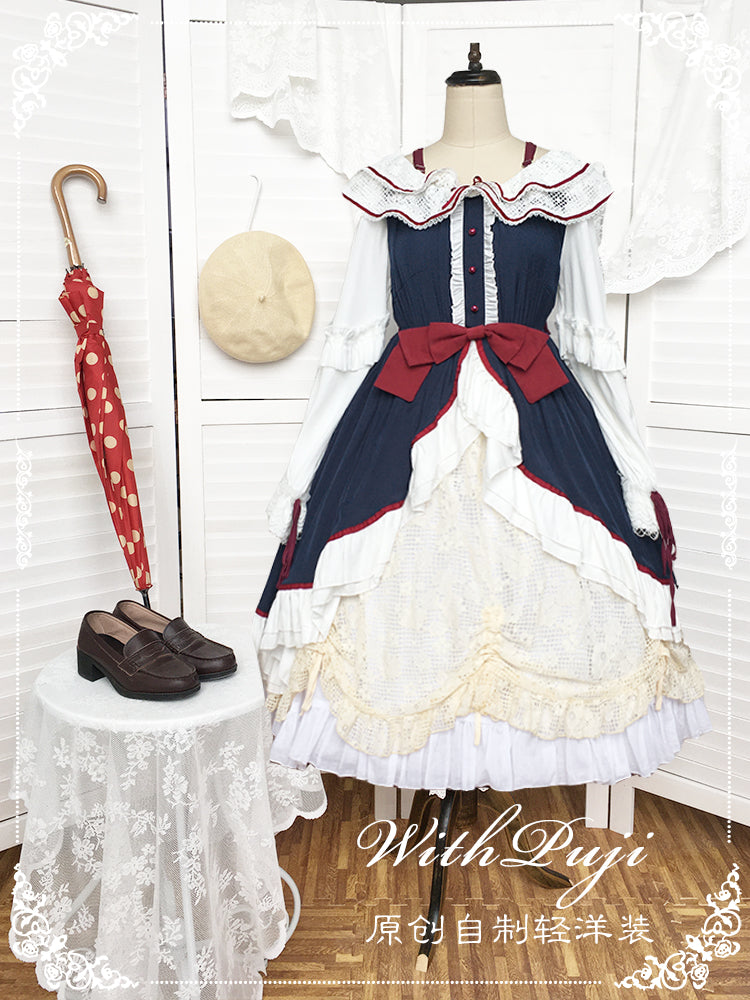 With Puji~Snow White - Lolita Flounce Hemline OP Dress