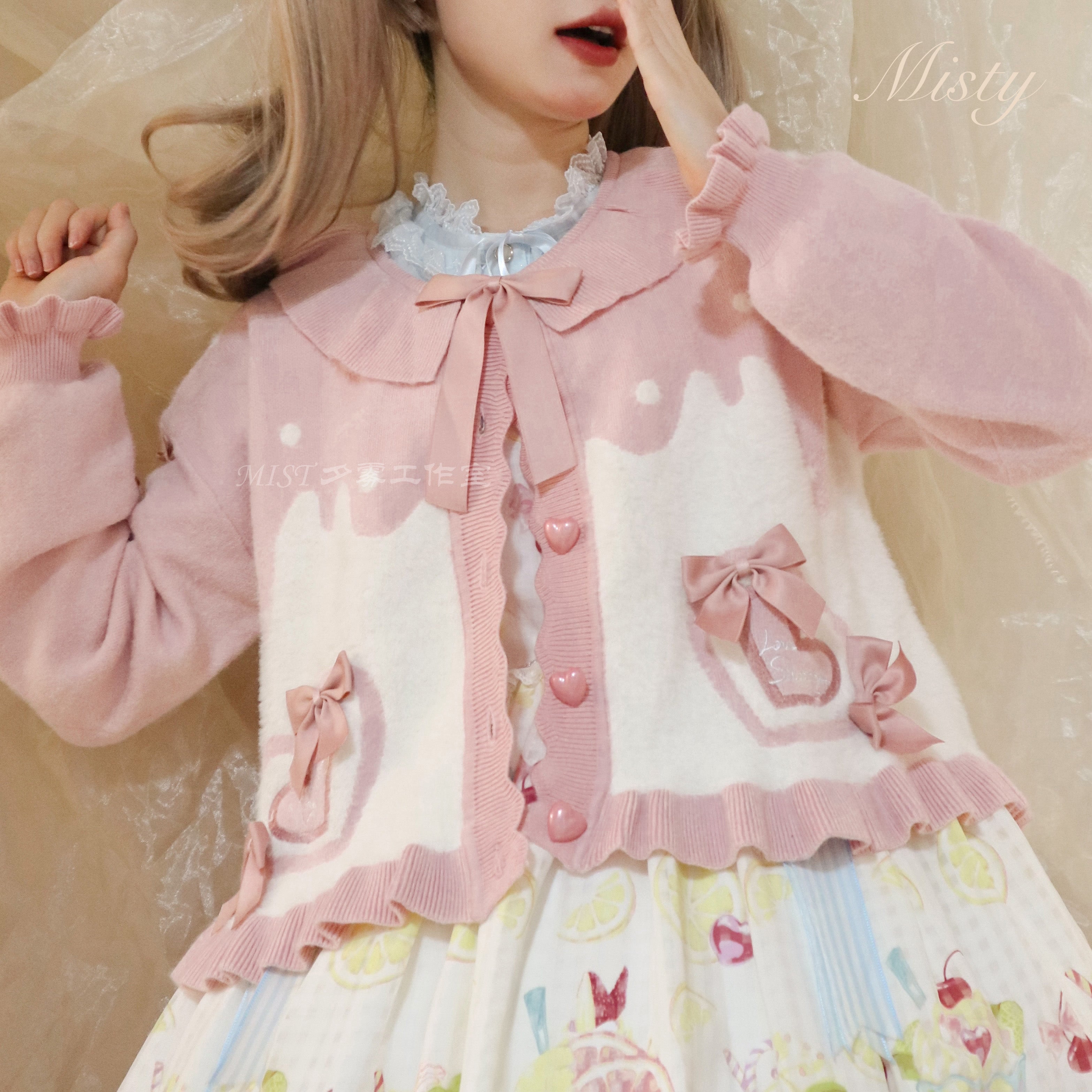 MIST~Beating Heart~Sweet Lolita Thick Sweater Coat Puff Sleeve 9908:114964