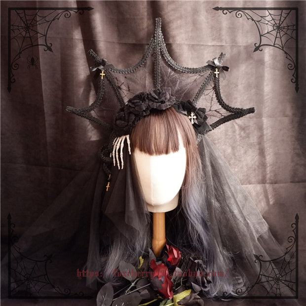 Fox Cherry - Gothic Flowers Hand Bone Cross Headdress