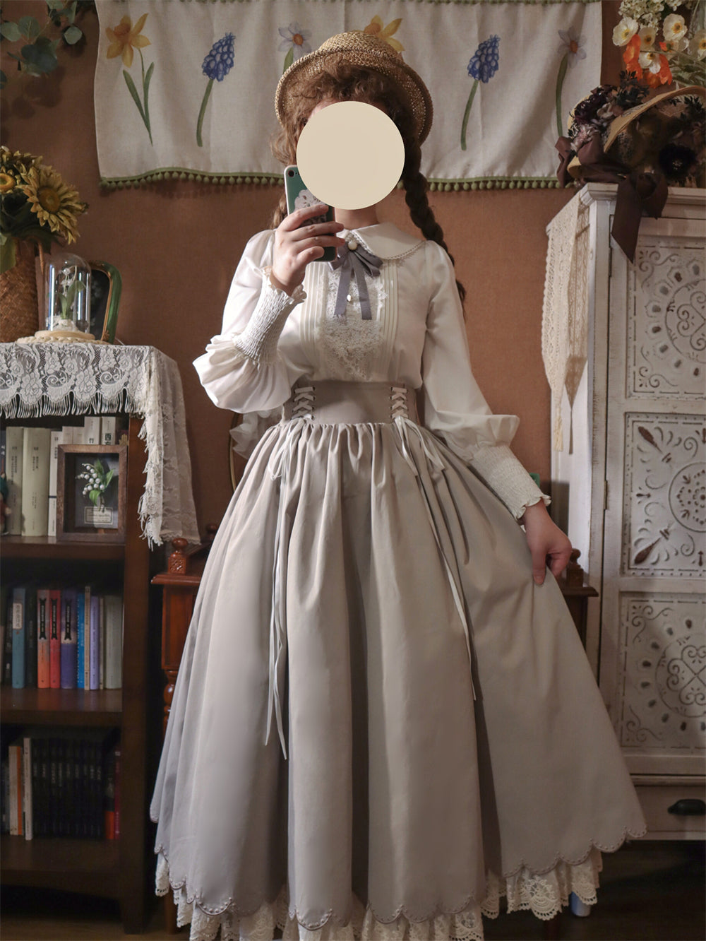 EESSILY~Countess's Autumn Tour~Retro Lolita Embroidery Long SK 8318:129548