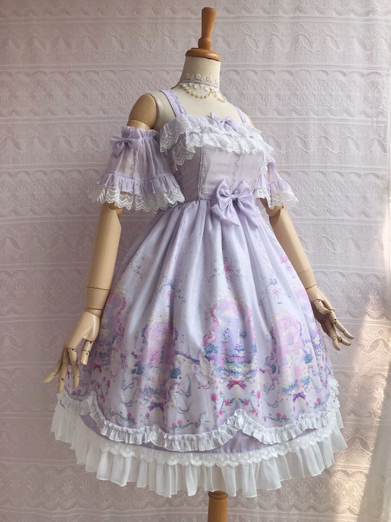 Yilia - Unicorn's Secret Garden Summer Lolita JSK Dress XS violet