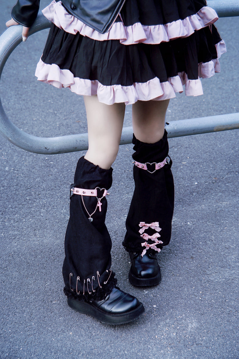 Strange Sugar - Gothic Suede Warm Leg Cover Black Pink
