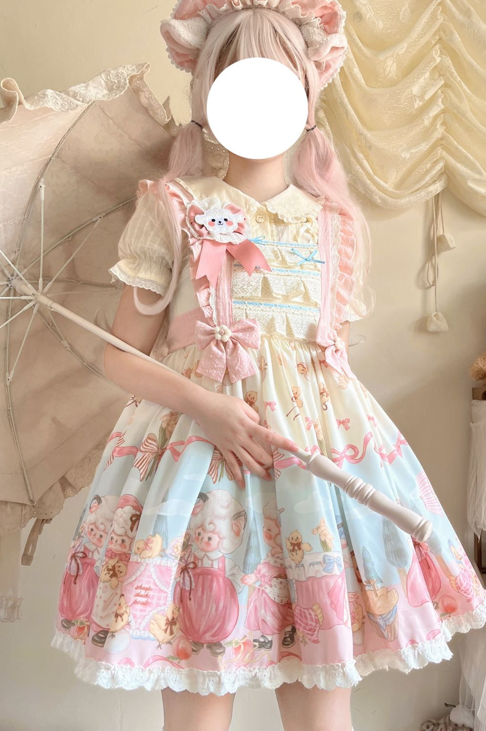 (Buyforme)MeowMeow~Sheep Pattern Waltz Princess Lolita JSK Salopette 11806:122382
