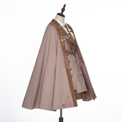 Youpairui - Sheffield - British-style Khaki Ouji Lolita Set One Size cloak