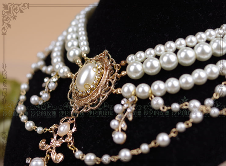 Rose of Sharon~ Baroque Layered Pearl Lolita Necklace 1662:47999