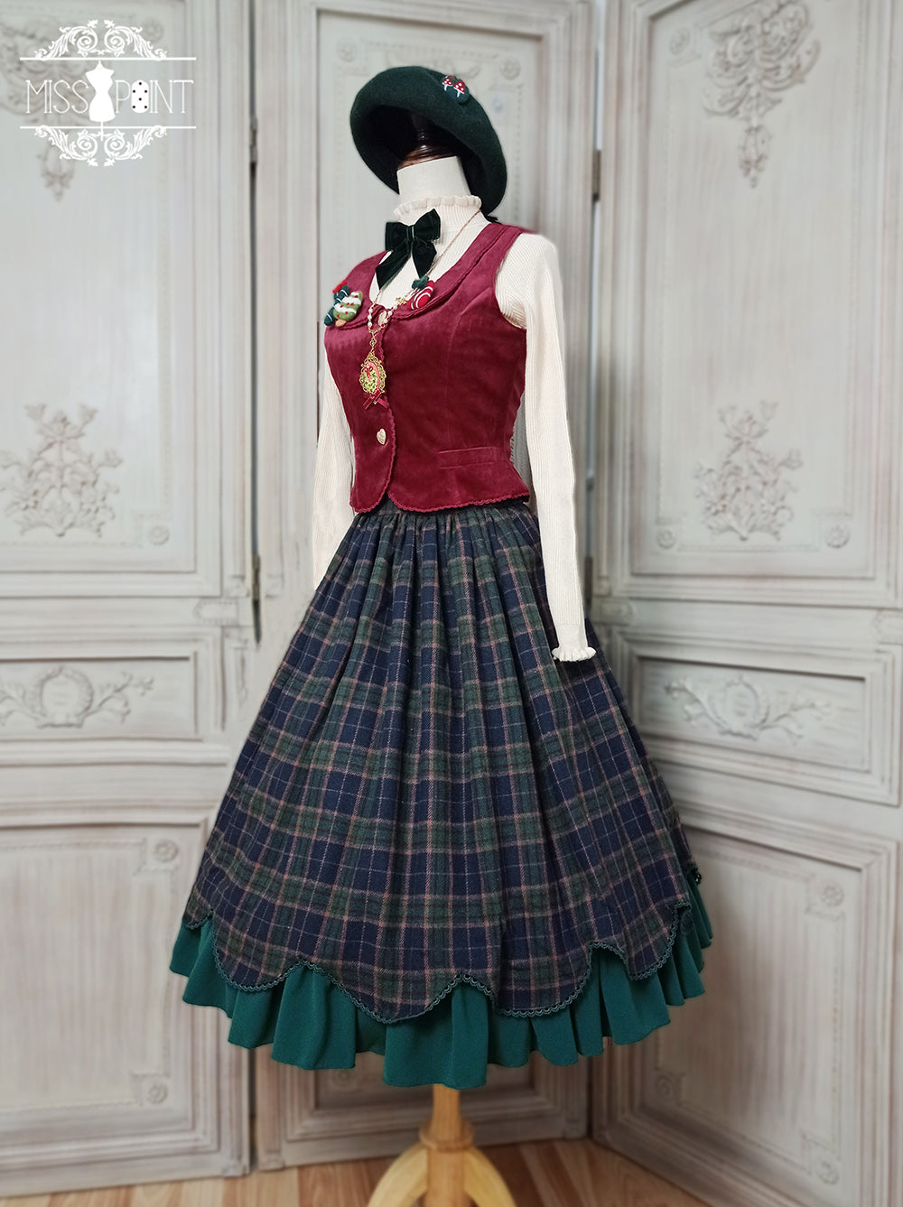 Miss Point~Christmas Preppy Style Velvet Lolita SK Vest Set 3690:22731