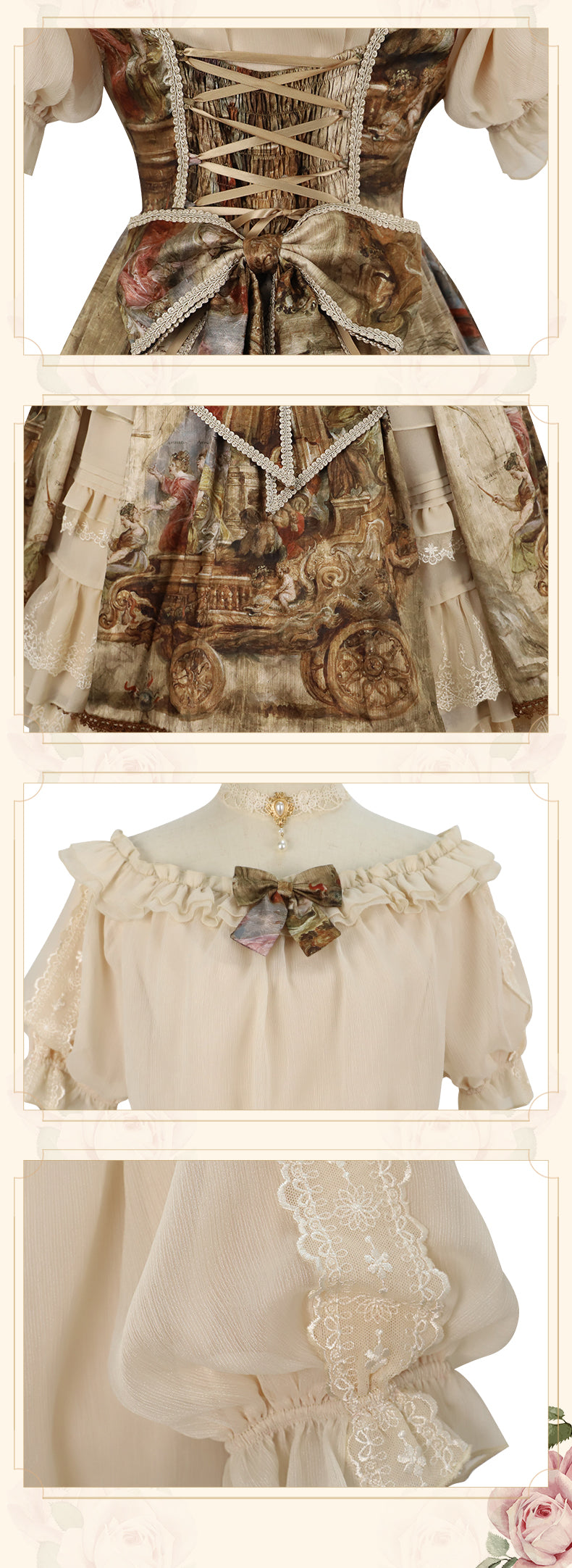 YingLuoFu - Cloria - Classic Oil Paiting Print Lolita JSK