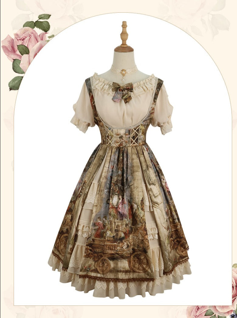 YingLuoFu - Cloria - Classic Oil Paiting Print Lolita JSK