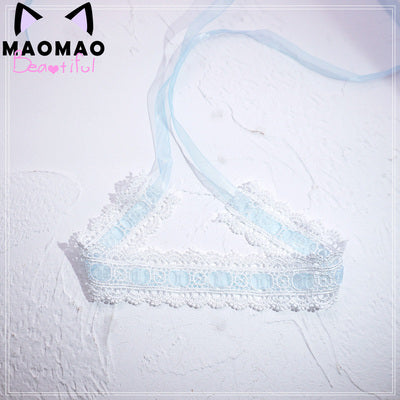 MaoJiang Handmade - Kawaii Bows Lolita Head Accessories blue-ribbon lace choker