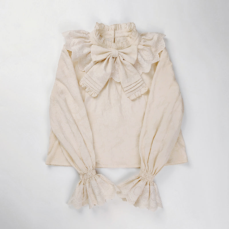 Sakurada Fawn - Plus Size Lolita Cotton Blouse S ivory