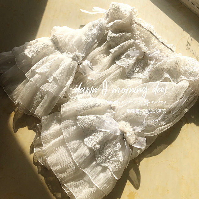 (Buyforme)Dawn and Morning~Flower Wedding Lolita Accessories Headdress Set (brooch cuffs hairband necklace tail veil white / innerwear) 7812:87156