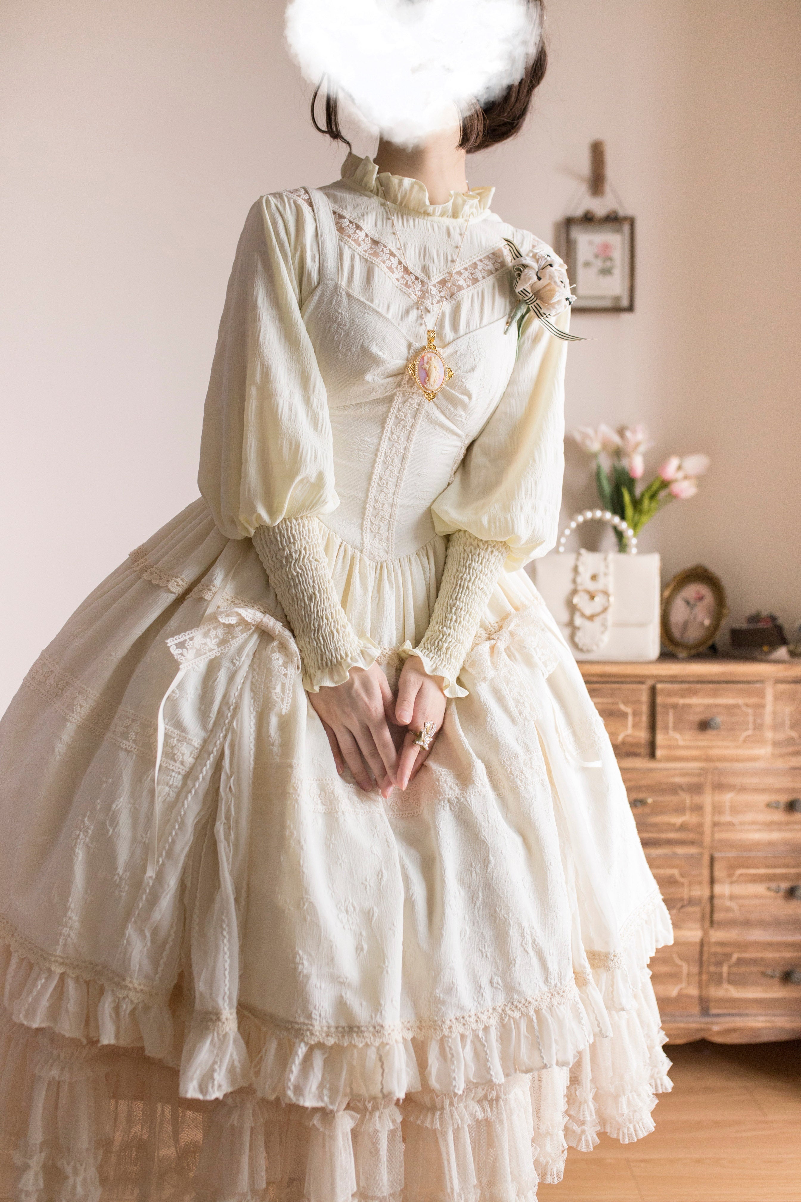 White Tea Story - Elegant Black and White Lolita JSK and Blouse