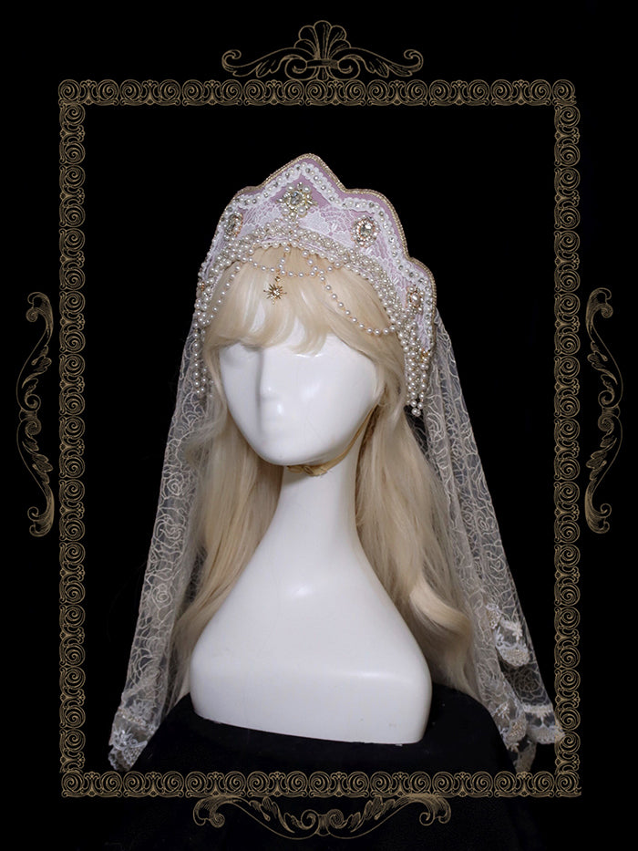 Alice Girl~Multicolor Lolita Crown With Veil~Girl Anniversary Accessory purple large crown headwear  