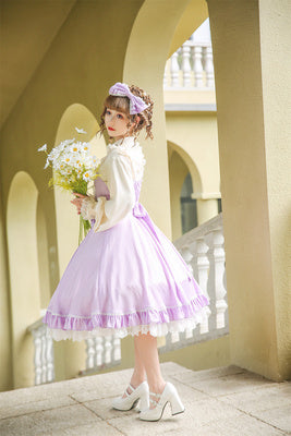 Strawberry Witch - Midsummer Star - Foil Printing Lolita JSK Dress Solid Color XS JSK light purple (solid color version)