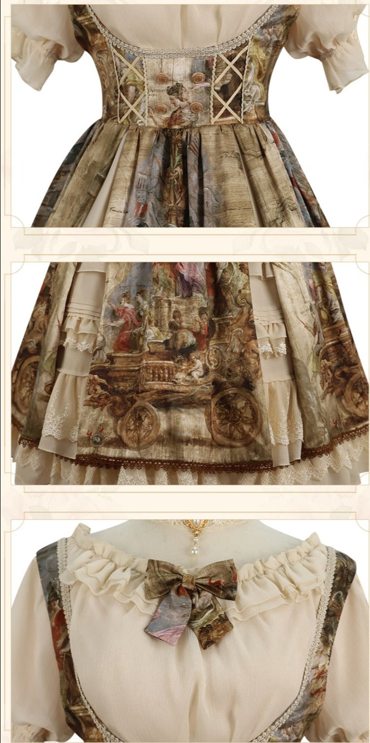 YingLuoFu - Cloria - Classic Oil Paiting Print Lolita JSK