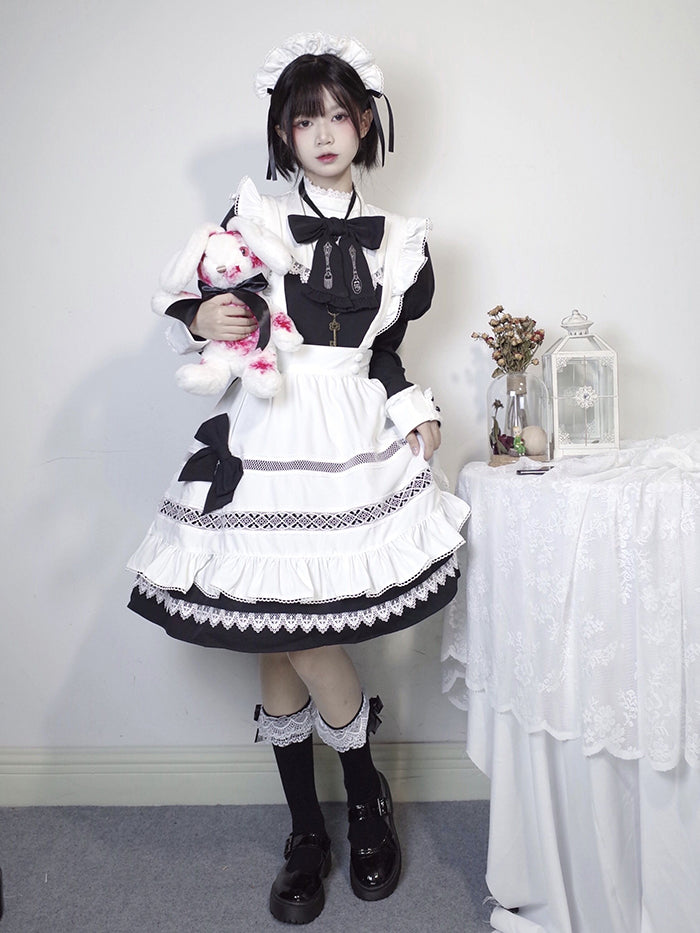 Alice Girl~Lolita Maid OP Dress~British Elegance Dress S (pre-order, 3-4 months) OP (short version)+apron (short version) 