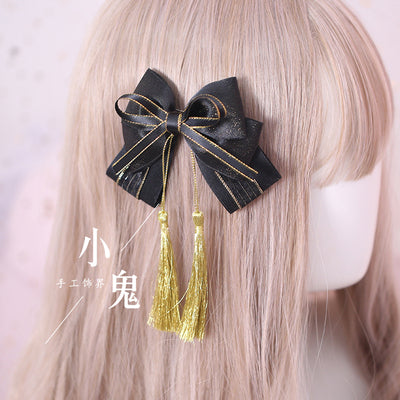 Xiaogui - Gothic Accessories Lolita Bow KC Hairclip No.11 golden line tassel fish mouth clip