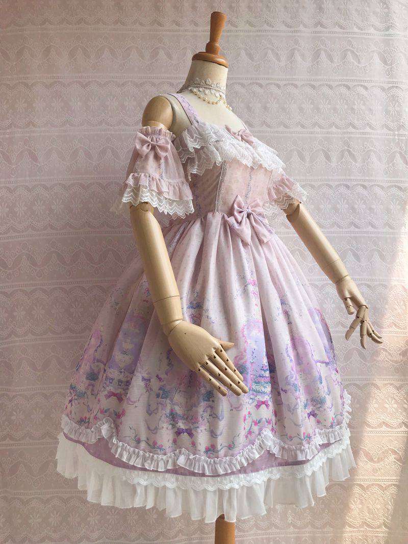 Yilia - Unicorn's Secret Garden Summer Lolita JSK Dress XS beige