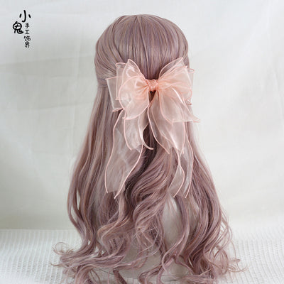 Xiaogui - Large Bowknot Sweet Lolita Headdress sweet pink fish mouth clip(8cm)