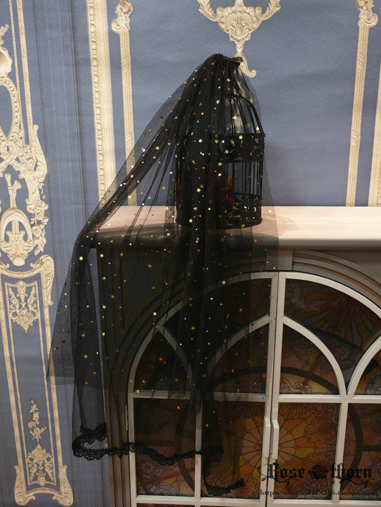 Rose Thorn - Twinkle Veil Lolita Halloween Witch Hat 2920:31287