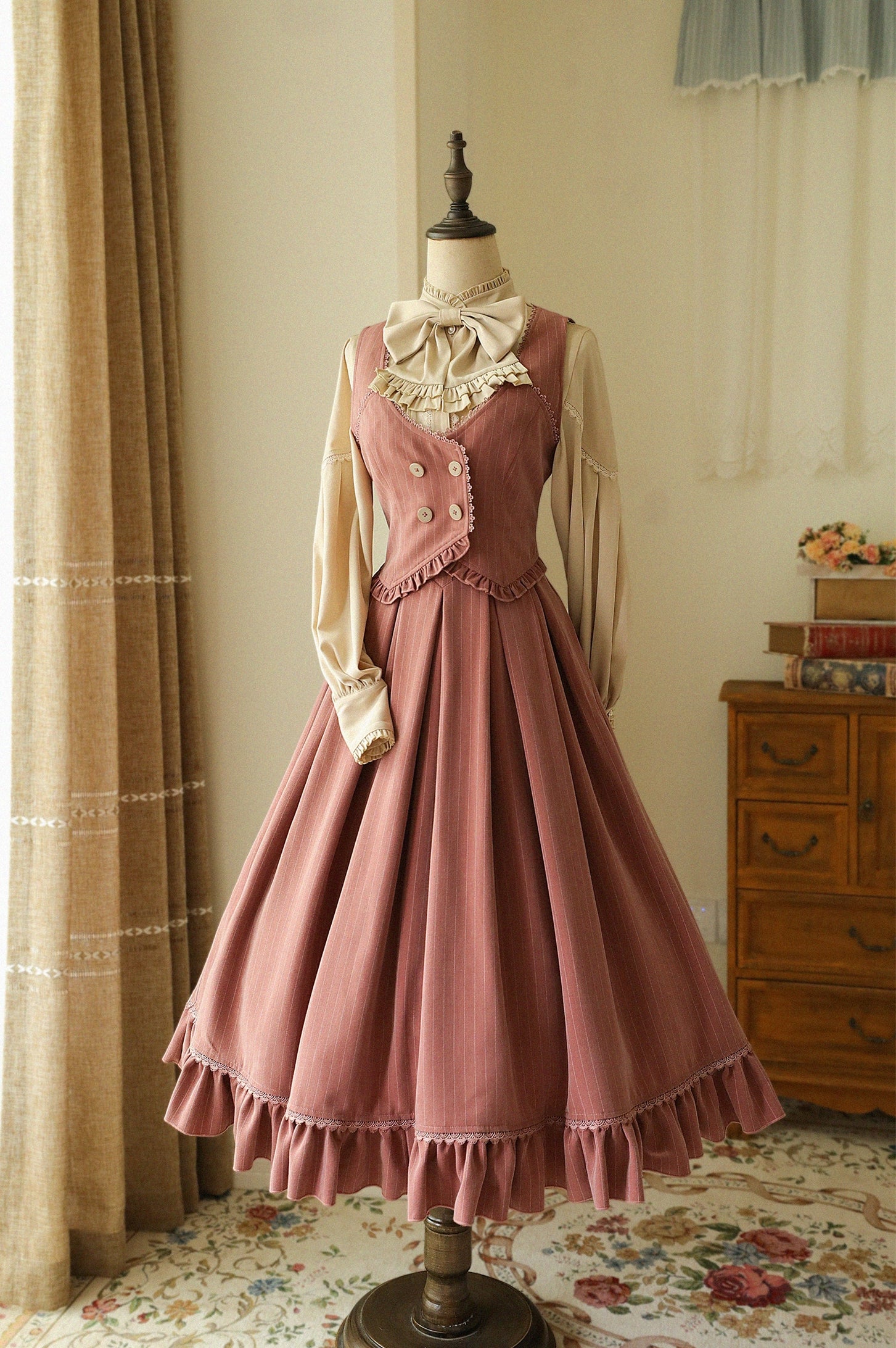 Forest Wardrobe - North of the Forest - Classic Lolita Striped Vest Skirt Set (2XL L M S XL) 3040:29015