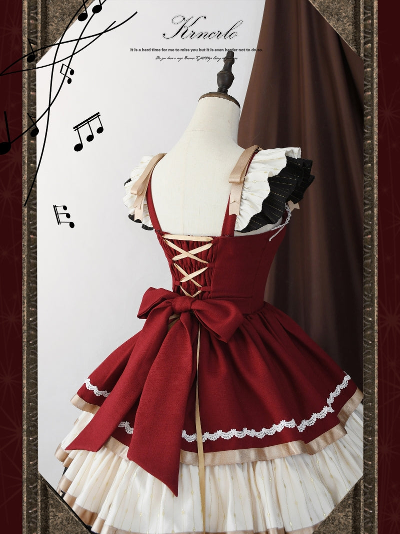 Krncrlo - Cello Vintage Elegant 3 Tiered Lolita Jumper Dress