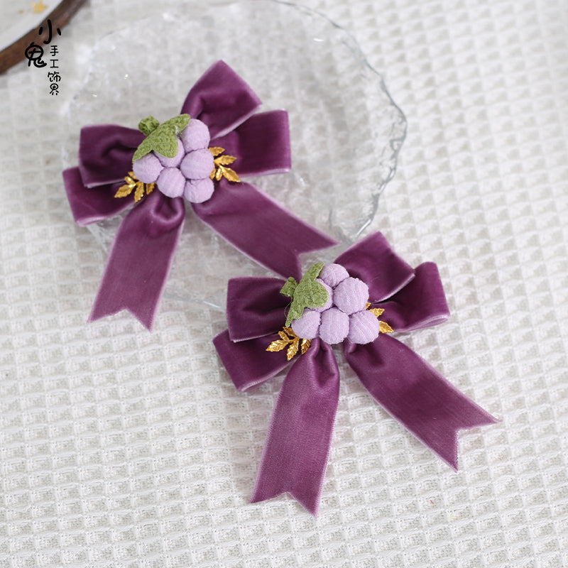 Xiaogui - Grapery Lolita Earring Necklace Lolita Accessory No.13 grape with leaf clips