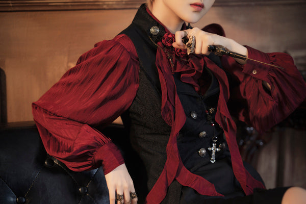 Immortal Thorn - Immortal Moon Night Song - Ouji Lolita Swallow-tailed Blouse 4392:12157
