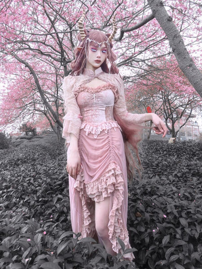 Blood Supply~Sakura Nightmare~Pink Lace Flowing Sleeve Lolita Bolero   