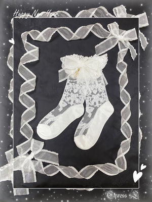 Elpress L - A Kiss from Heaven - Flounce Pendant Embroidery Lolita Socks