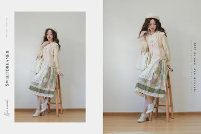 SweetDreamer - Nemo's Garden - Country Lolita Patchwork Skirt One Size green/lengh 74cm