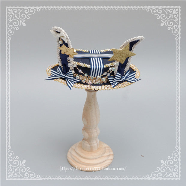 Fox Cherry - Lolita Rabbit Ears Top Hat Multiple colors One Size dark blue