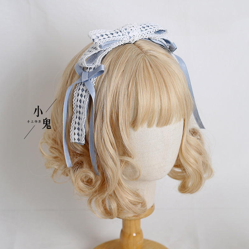 Xiaogui~Kawaii Lolita Cinnamoroll Headdress KC No.2 rhombus hollow lace KC  