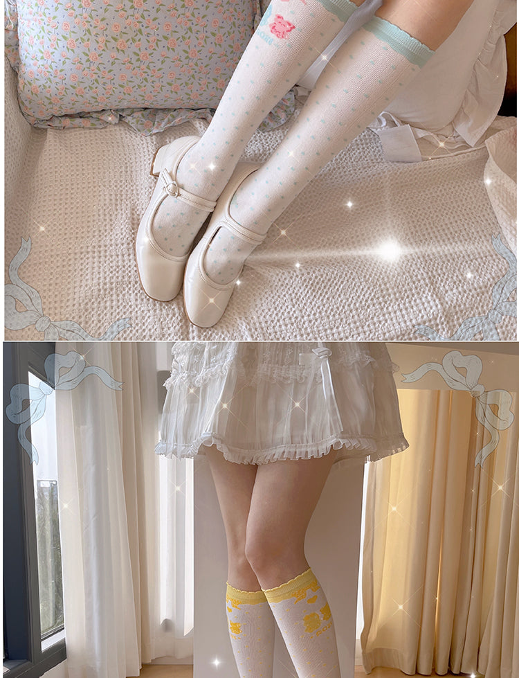 Roji roji - Bear Bunny Cotton Lolita Calf Socks