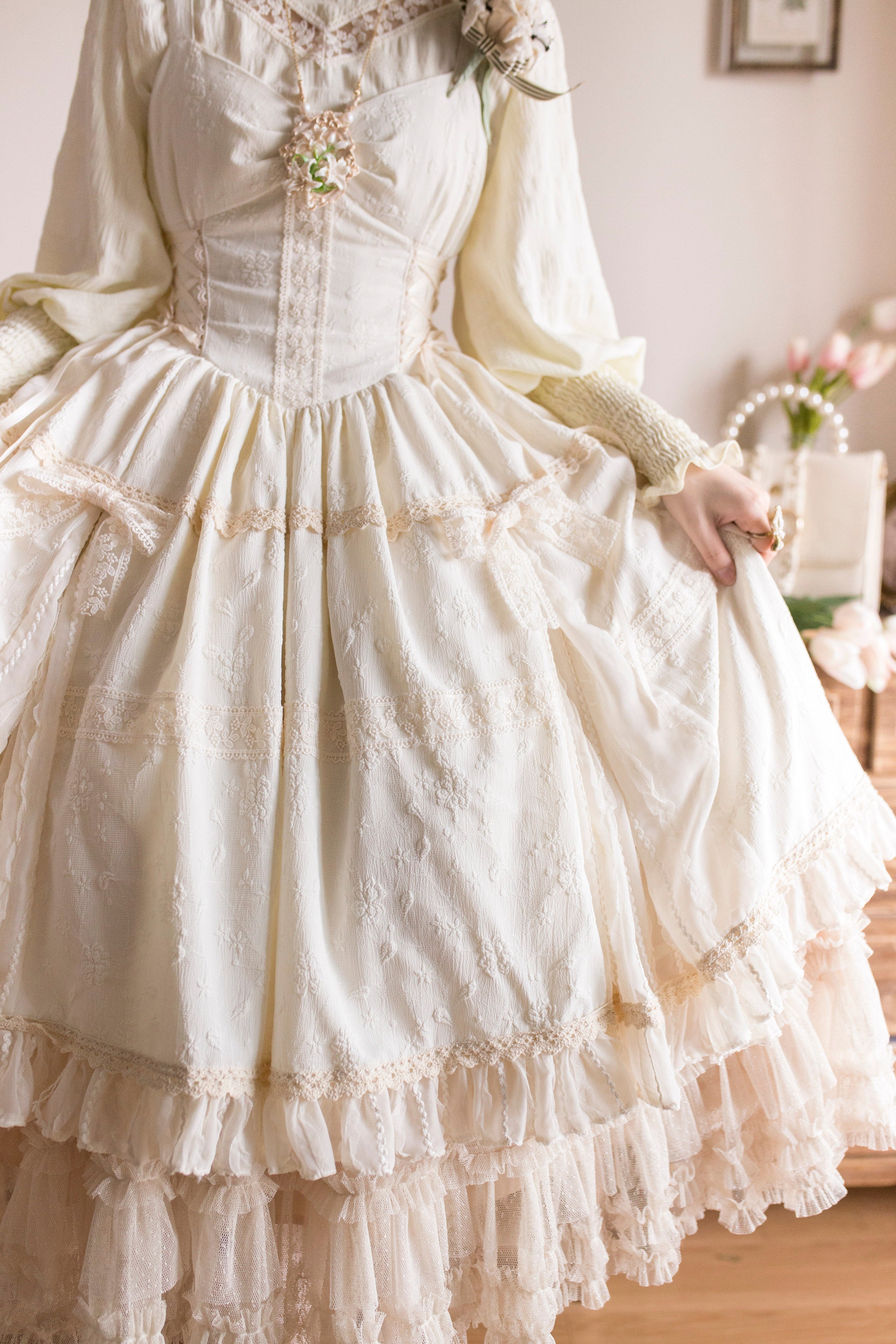 White Tea Story - Elegant Black and White Lolita JSK and Blouse
