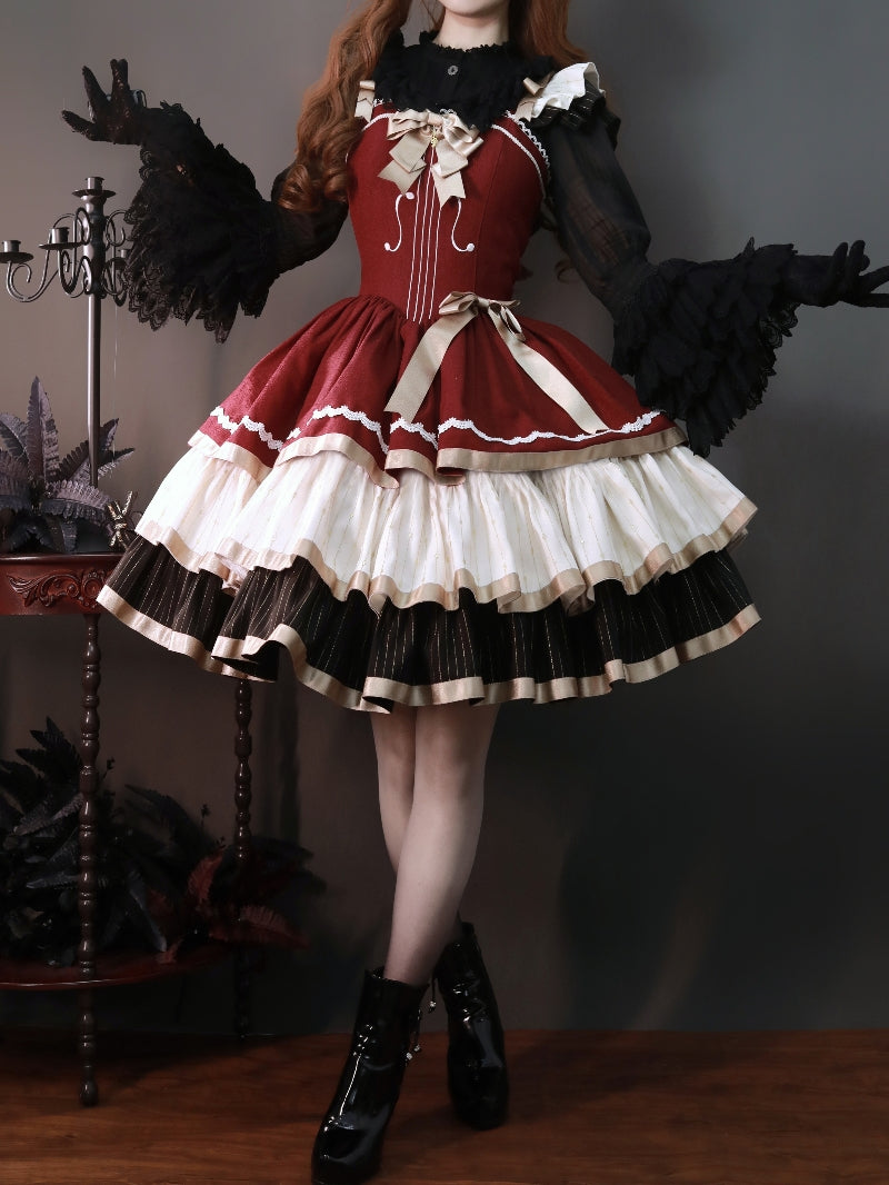 Krncrlo - Cello Vintage Elegant 3 Tiered Lolita Jumper Dress